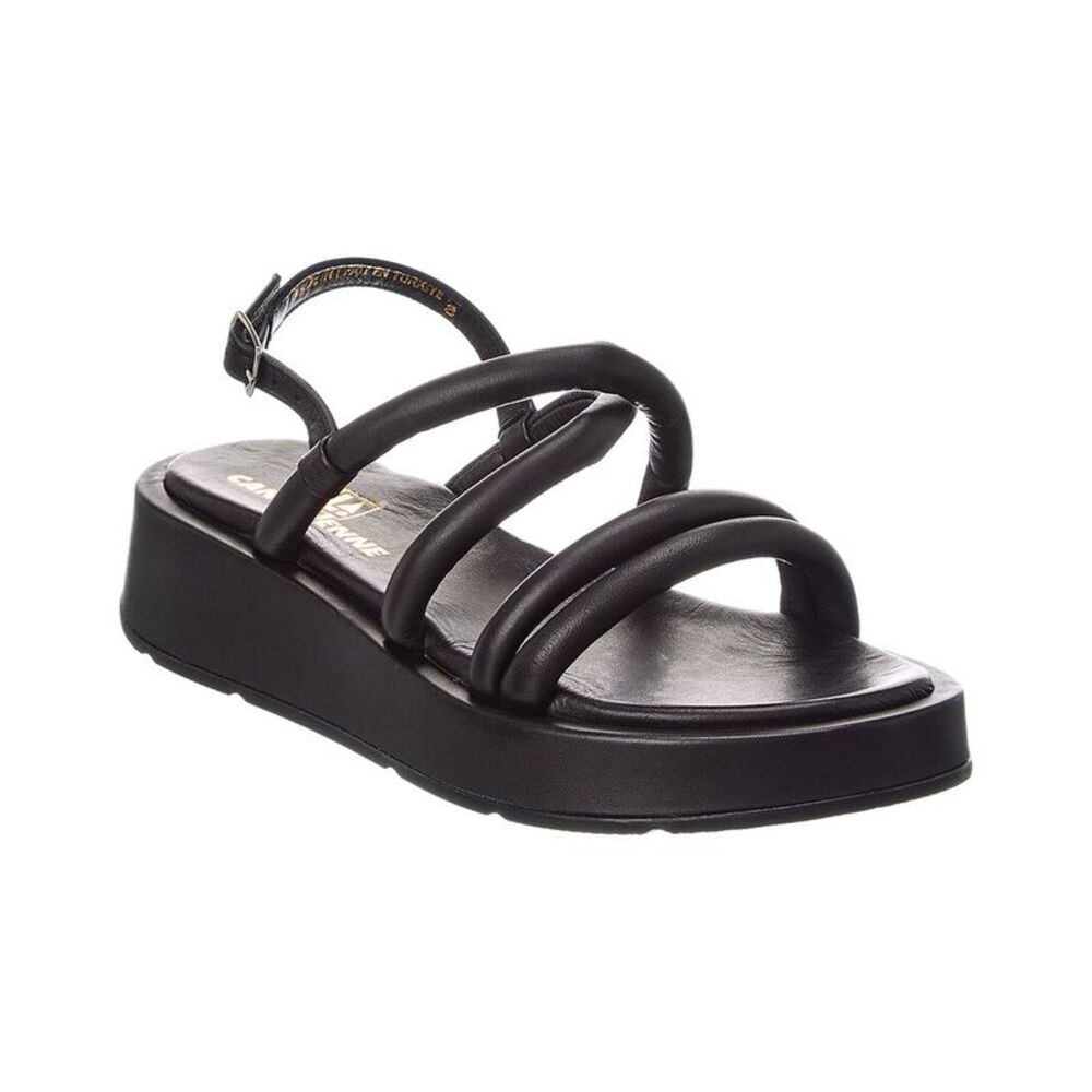 La Canadienne Abi Leather Platform Sandal, Black